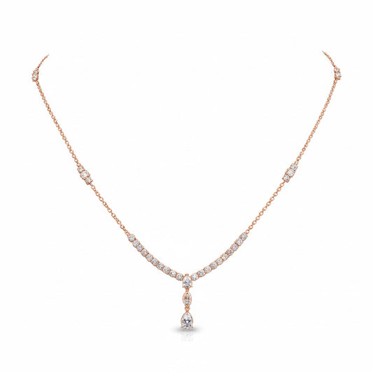 SERENITY | 3.09 Ct Mixed-Shape Diamond Necklace in 14K Rose Gold