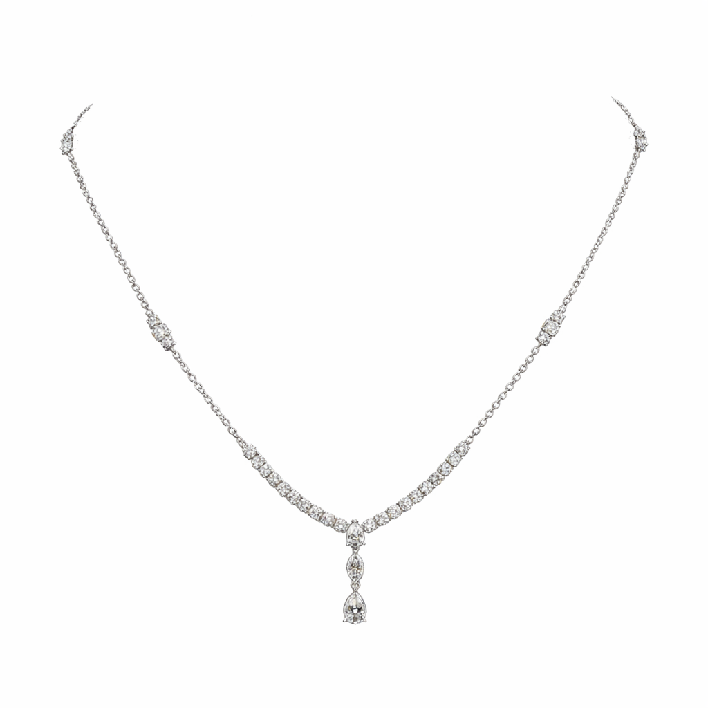 SERENITY | 3.09 Ct Mixed-Shape Diamond Necklace in 14K White Gold