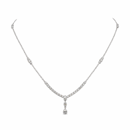 SERENITY | 3.09 Ct Mixed-Shape Diamond Necklace in 14K White Gold