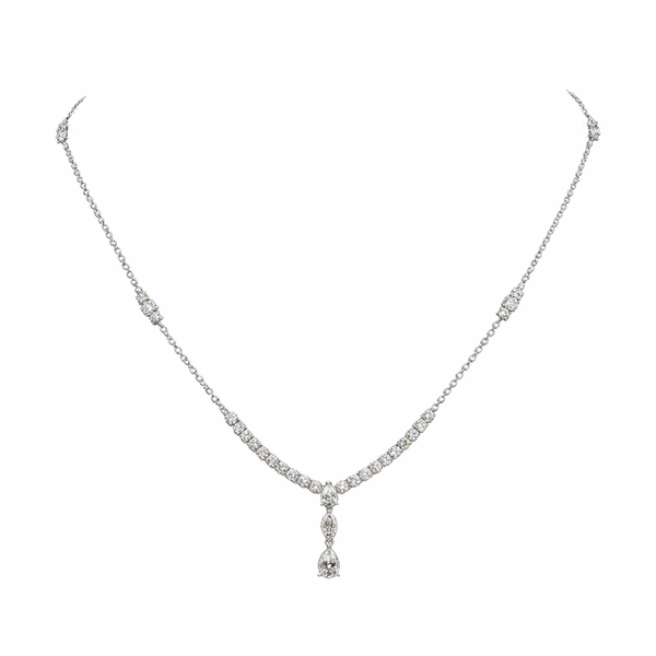 SERENITY | 3.09 Ct Mixed-Shape Diamond Necklace in 14K White Gold