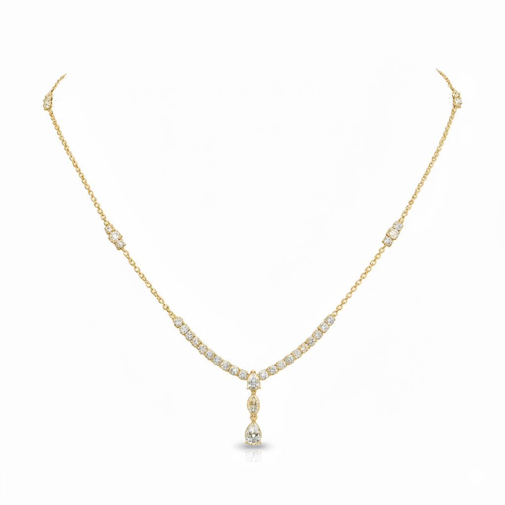 SERENITY | 3.09 Ct Mixed-Shape Diamond Necklace in 14K Yellow Gold