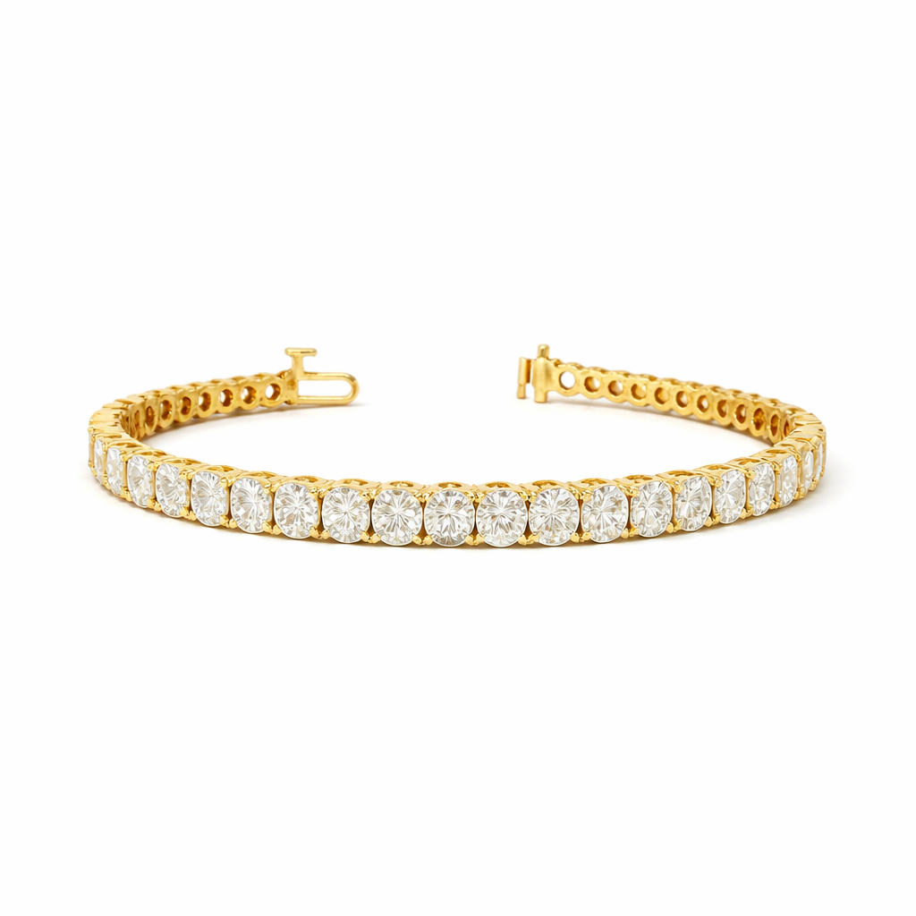 shimmer | 6.87 ct oval diamond tennis bracelet in 14k gold  gold