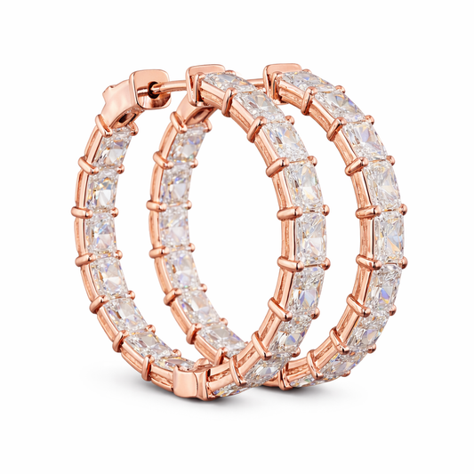SIENNA | 7.07 Ct Radiant Diamond Hoop Earrings in 14K Rose Gold