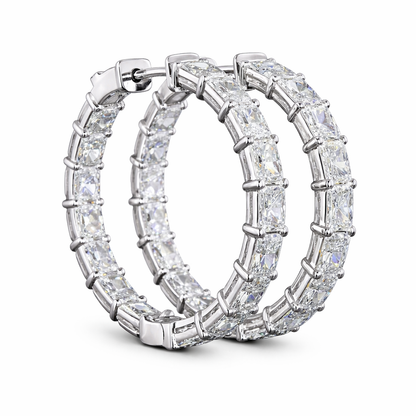 SIENNA | 7.07 Ct Radiant Diamond Hoop Earrings in 14K White Gold