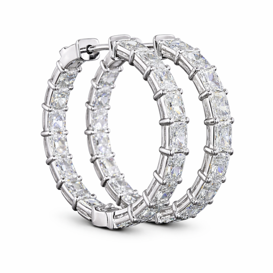 SIENNA | 7.07 Ct Radiant Diamond Hoop Earrings in 14K White Gold
