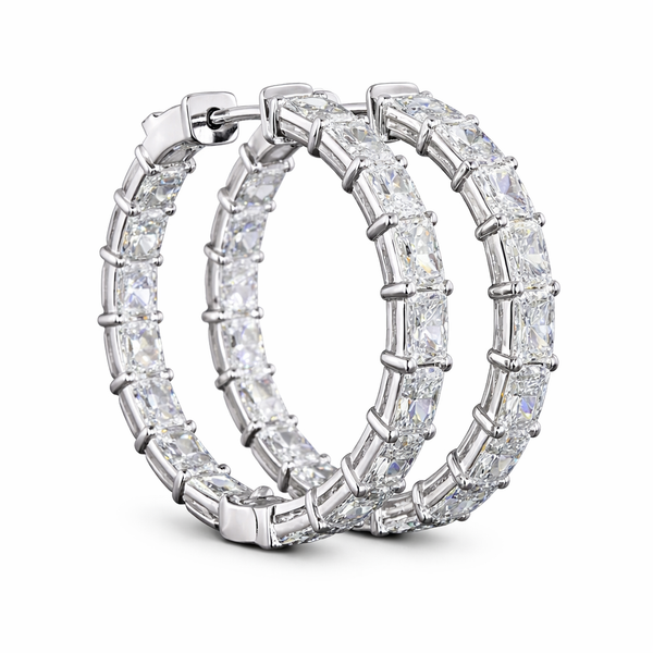 SIENNA | 7.07 Ct Radiant Diamond Hoop Earrings in 14K White Gold - Lab Grown Diamond