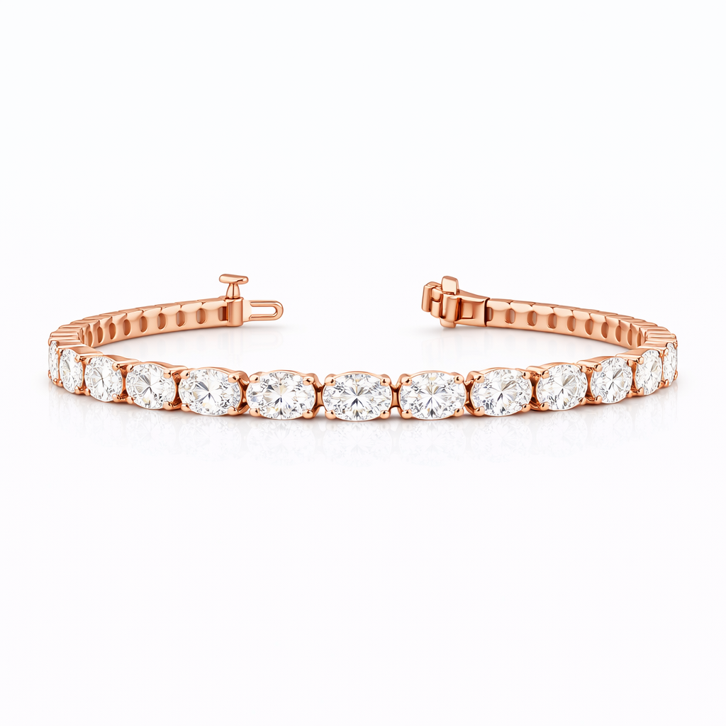sivena | 5.26 ct oval diamond tennis bracelet in 14k rose gold