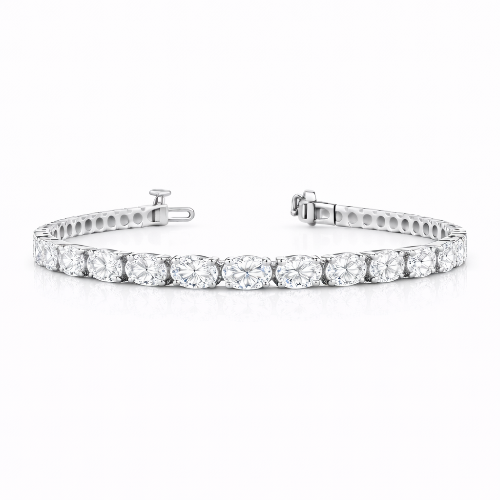 sivena | 5.26 ct oval diamond tennis bracelet in 14k white gold