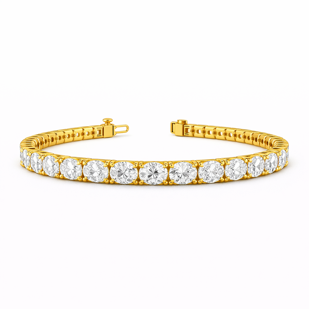 sivena | 5.26 ct oval diamond tennis bracelet in 14k yellow gold