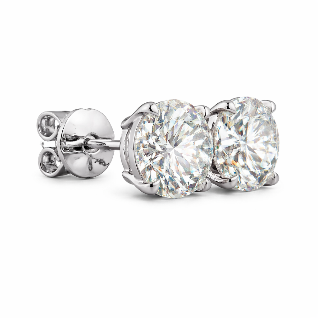 solara | 4.7 ct round diamond stud earrings in 14k white gold