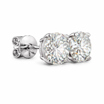SOLARA | 4.7 Ct Round Diamond Stud Earrings in 14K White Gold