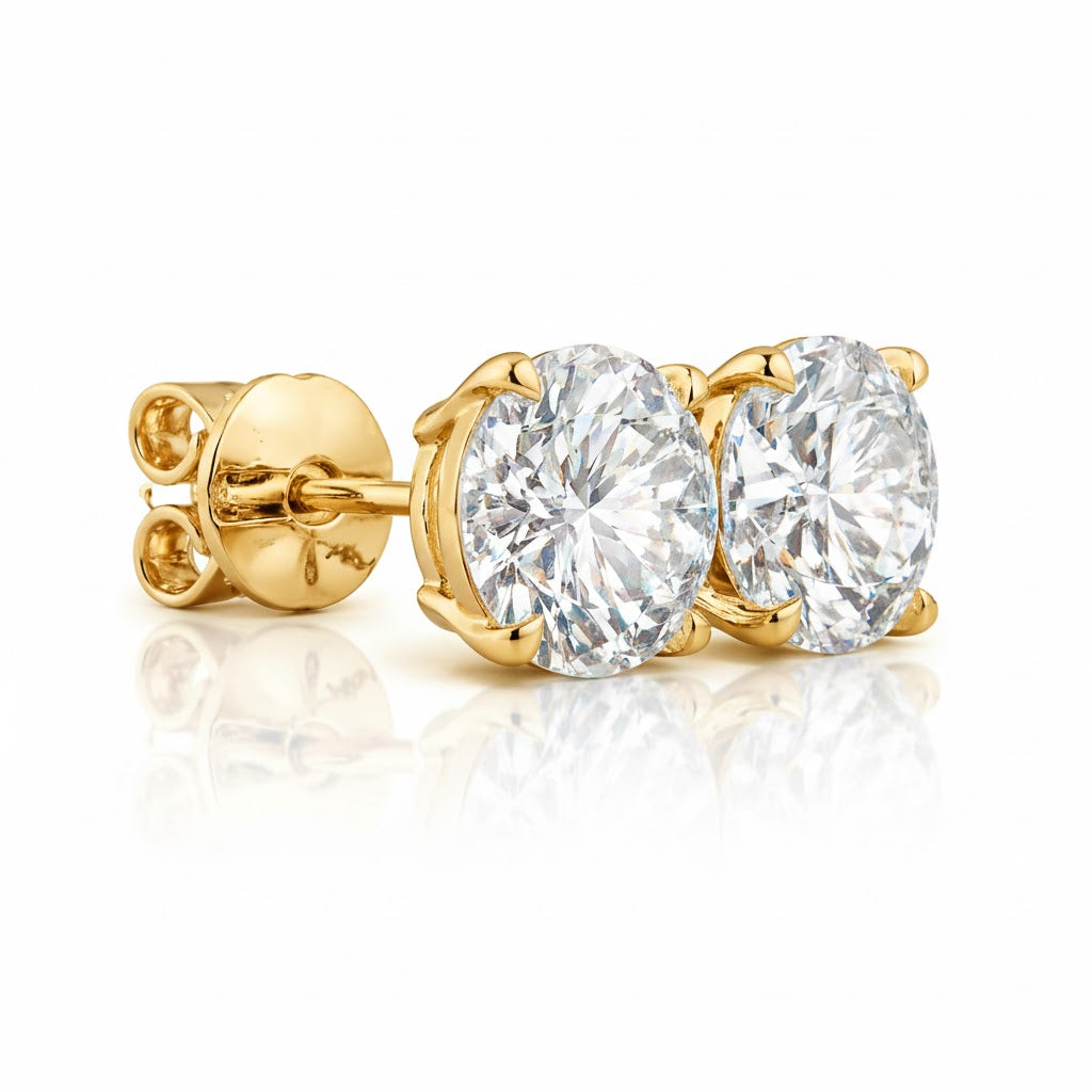 solara | 4.7 ct round diamond stud earrings in 14k yellow gold