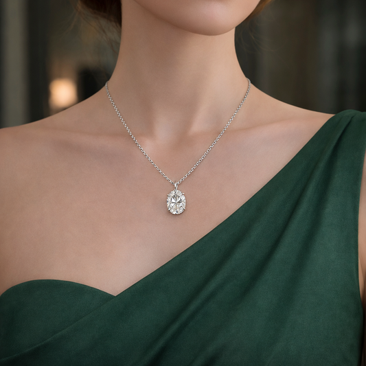 SOLAYNE | 3.15 Ct  Oval Solitaire Pendant in 14K White Gold