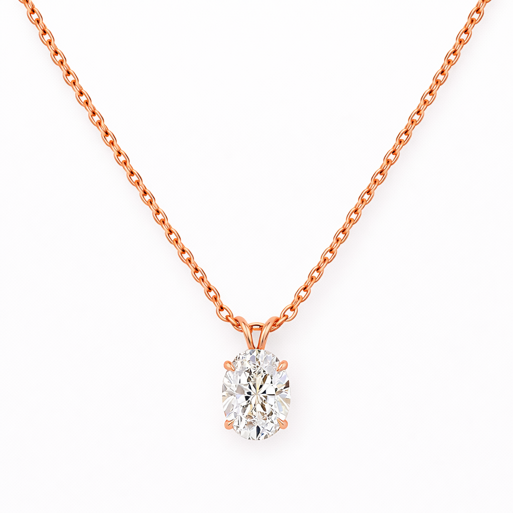 solayne | 3.15 ct  oval solitaire pendant in 14k rose gold