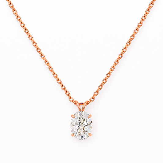 SOLAYNE | 3.15 Ct  Oval Solitaire Pendant in 14K Rose Gold
