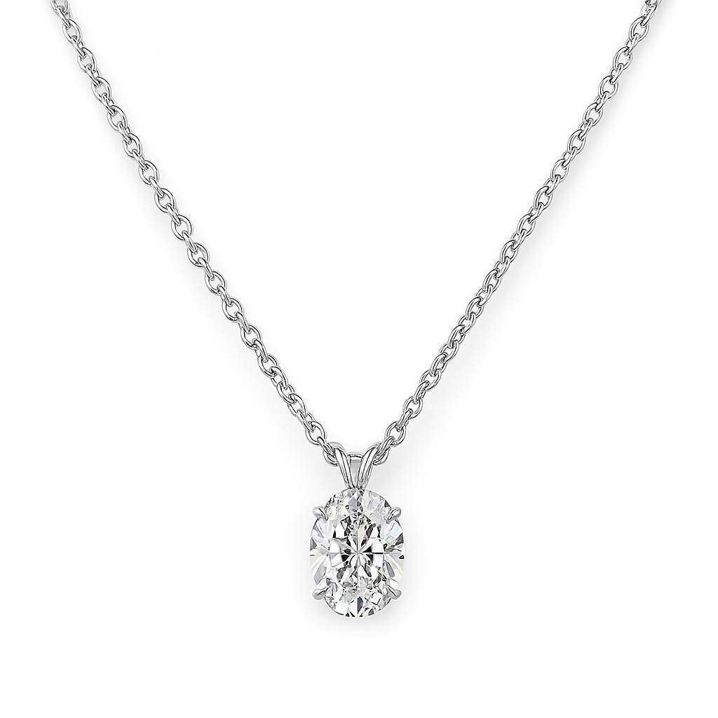 solayne | 3.15 ct  oval solitaire pendant in 14k white gold
