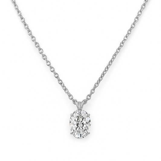 SOLAYNE | 3.15 Ct  Oval Solitaire Pendant in 14K White Gold