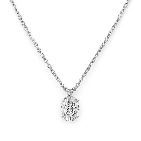 SOLAYNE | 3.15 Ct  Oval Solitaire Pendant in 14K White Gold