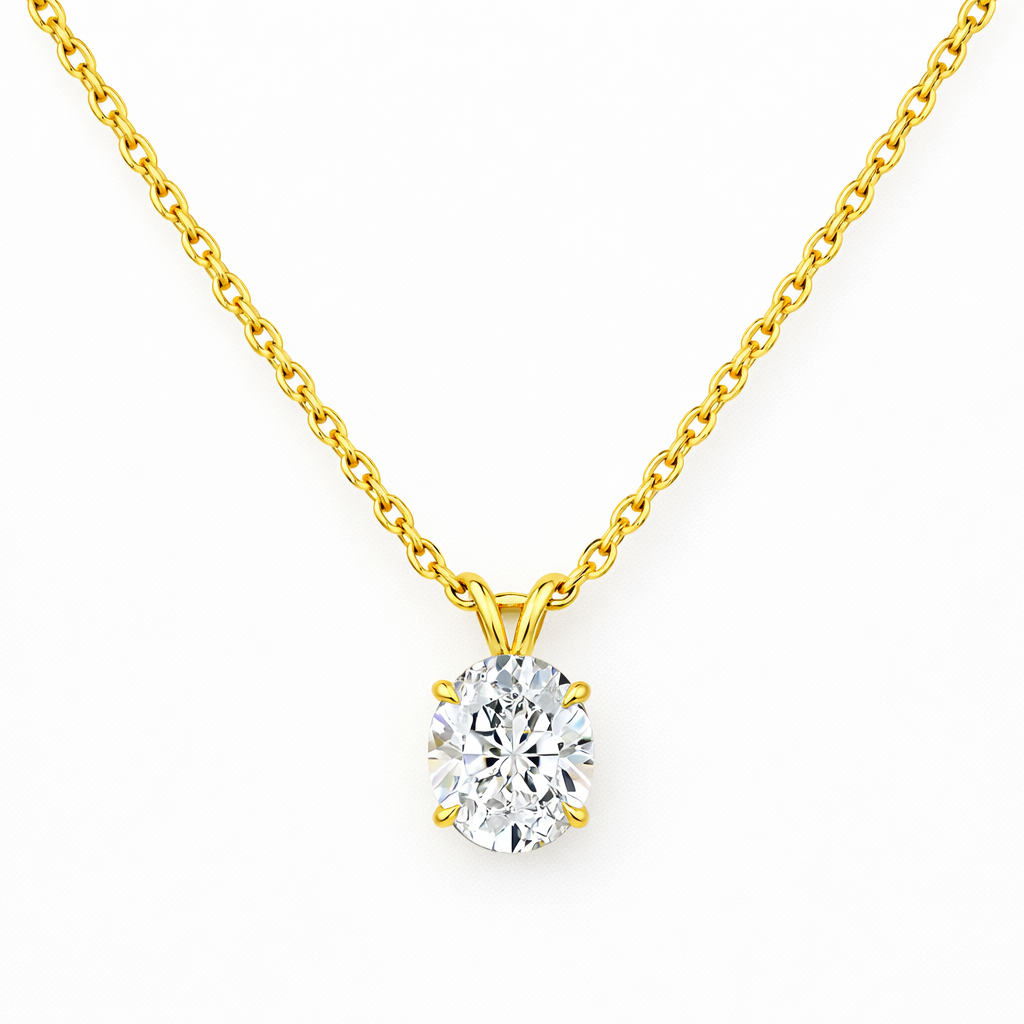 SOLAYNE | 3.15 Ct  Oval Solitaire Pendant in 14K Yellow Gold