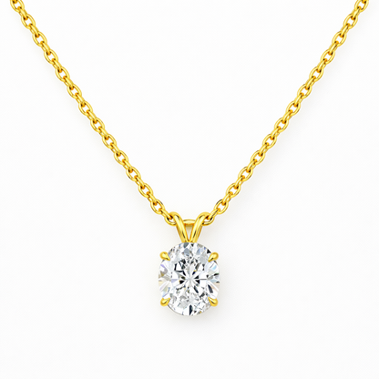 SOLAYNE | 3.15 Ct  Oval Solitaire Pendant in 14K Yellow Gold