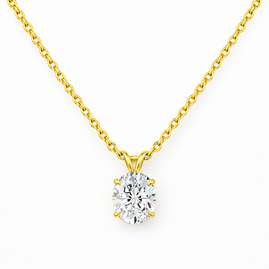 SOLAYNE | 3.15 Ct  Oval Solitaire Pendant in 14K Yellow Gold