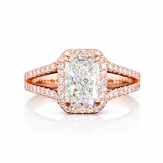 SOLSTICE | 2.54 Radiant Diamond Split Shank Ring in 14K Rose Gold - Lab Grown Diamond