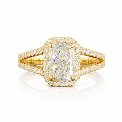 SOLSTICE | 2.54 Radiant Diamond Split Shank Ring in 14K Yellow Gold - Lab Grown Diamond
