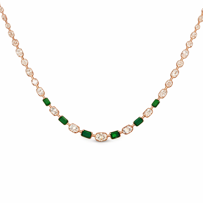 SOPHIA emerald baguette diamond necklace 18.72 cts in 14K Rose gold
