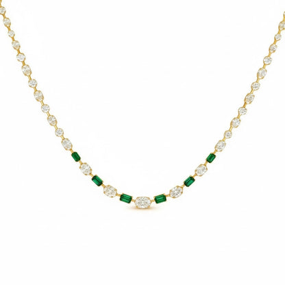 SOPHIA emerald baguette diamond necklace 18.72 cts in 14K Yellow gold