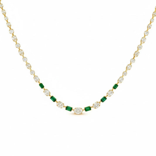 SOPHIA emerald baguette diamond necklace 18.72 cts in 14K Yellow gold