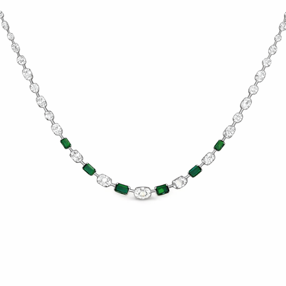 SOPHIA emerald baguette diamond necklace 18.72 cts in 14K white gold