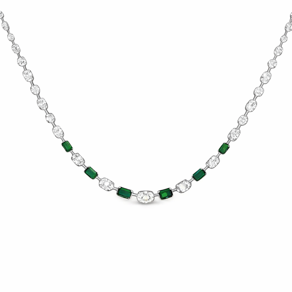 SOPHIA | 18.72 Ct Emerald Baguettes Diamond Necklace in 14K White Gold - Lab Grown Diamond