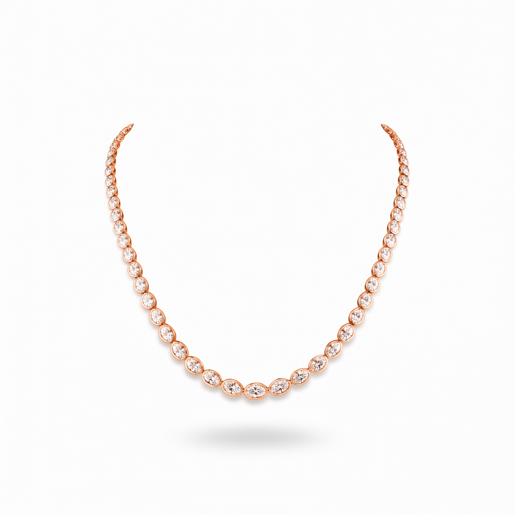 sovereign | 20.87 ct oval diamond riviera necklace in 14k rose gold