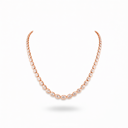 SOVEREIGN | 20.87 Ct Oval Diamond Riviera Necklace in 14K Rose Gold