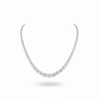 SOVEREIGN | 20.87 Ct Oval Diamond Riviera Necklace in 14K White Gold