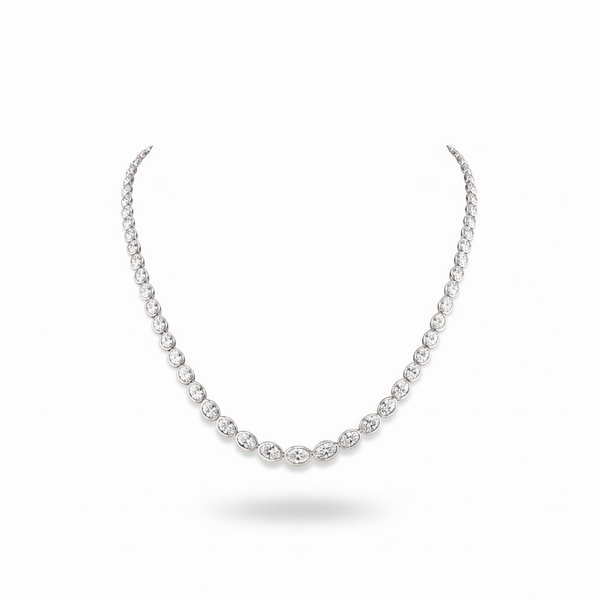 SOVEREIGN | 20.87 Ct Oval Diamond Riviera Necklace in 14K Yellow Gold