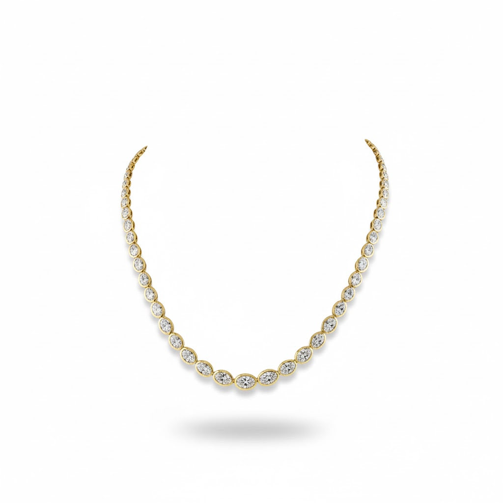 SOVEREIGN | 20.87 Ct Oval Diamond Riviera Necklace in 14K Yellow Gold