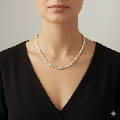 SOVEREIGN | 20.87 Ct Oval Diamond Riviera Necklace in 14K Yellow Gold