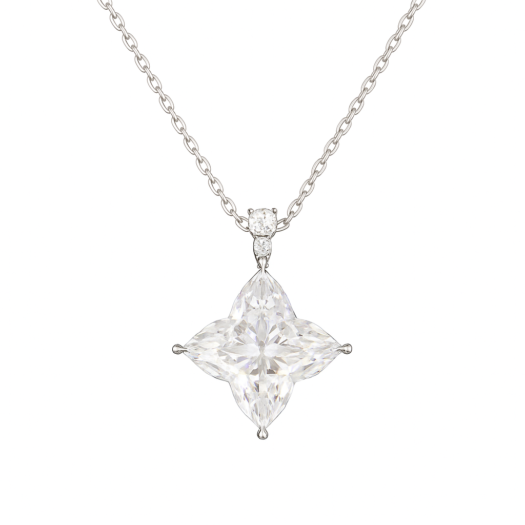 stella | 5.11 ct bloom diamond cluster pendant in 14k white gold