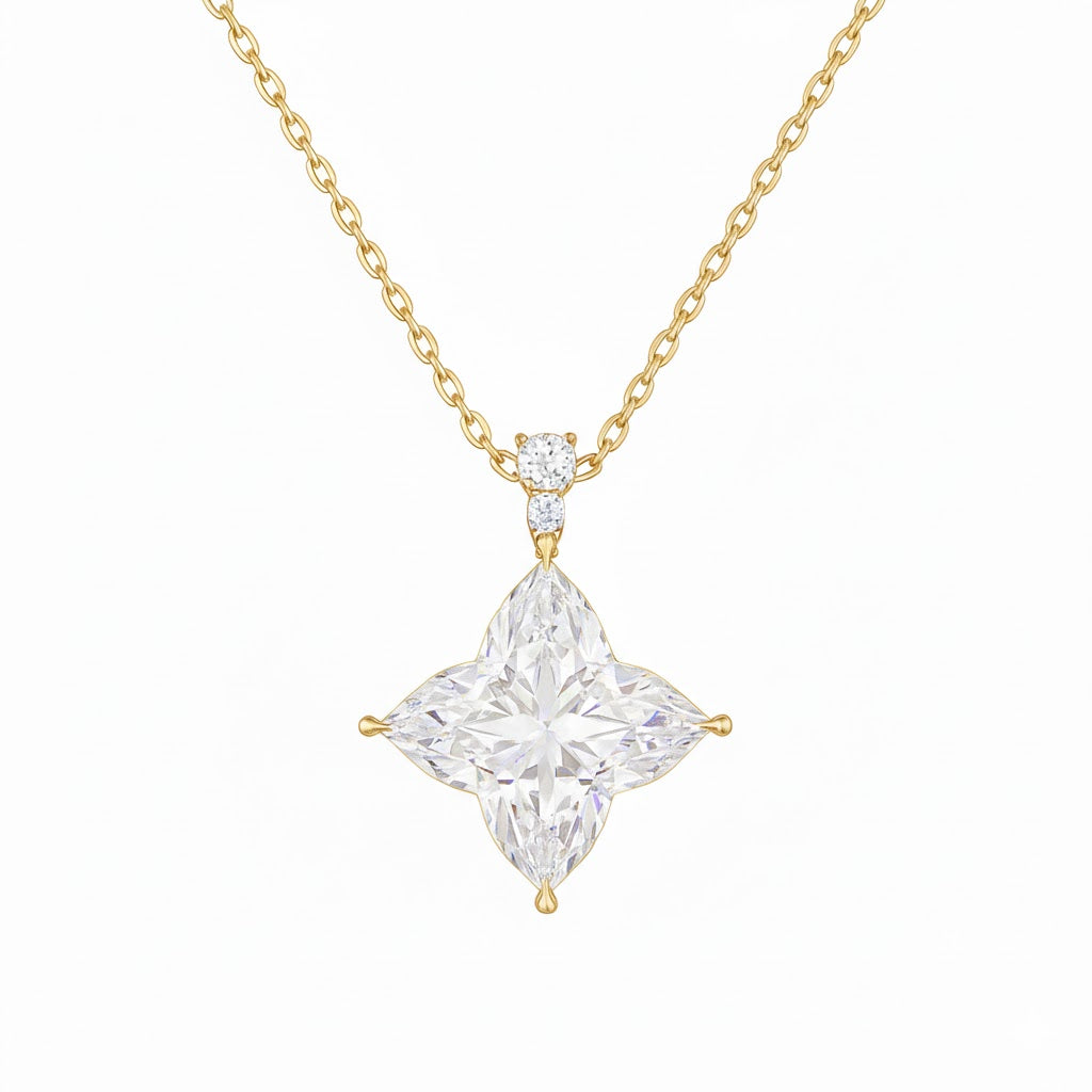 stella | 5.11 ct bloom diamond cluster pendant in 14k yellow gold