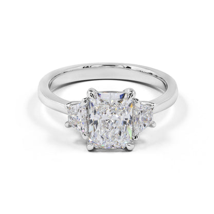 STERLING | 3.86 ct Radiant Diamond Three-Stone Ring | 3.86 in Platinum