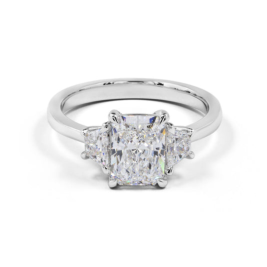 STERLING | 3.86 ct Radiant Diamond Three-Stone Ring | 3.86 in Platinum