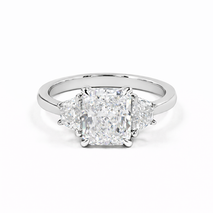 STERLING | 3.86 ct Radiant Diamond Three-Stone Ring | 3.86 in White Gold