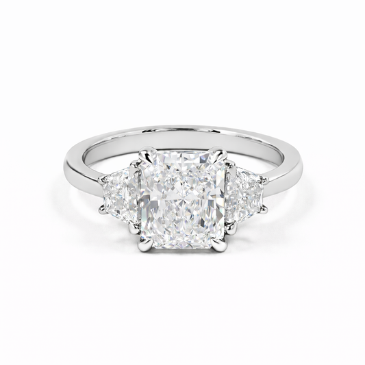 STERLING | 3.86 ct Radiant Diamond Three-Stone Ring | 3.86 in White Gold