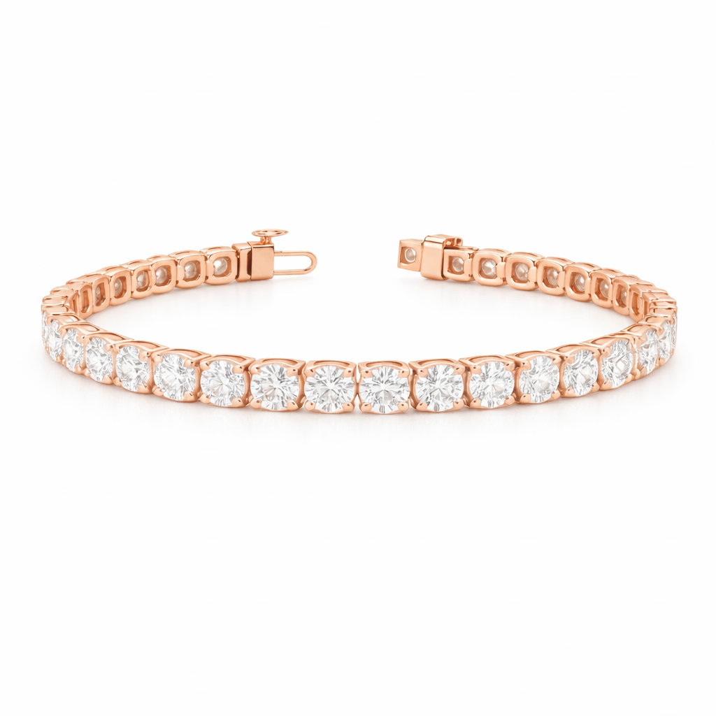 thalia | 13.16 ct round diamond tennis bracelet in 14k rose gold