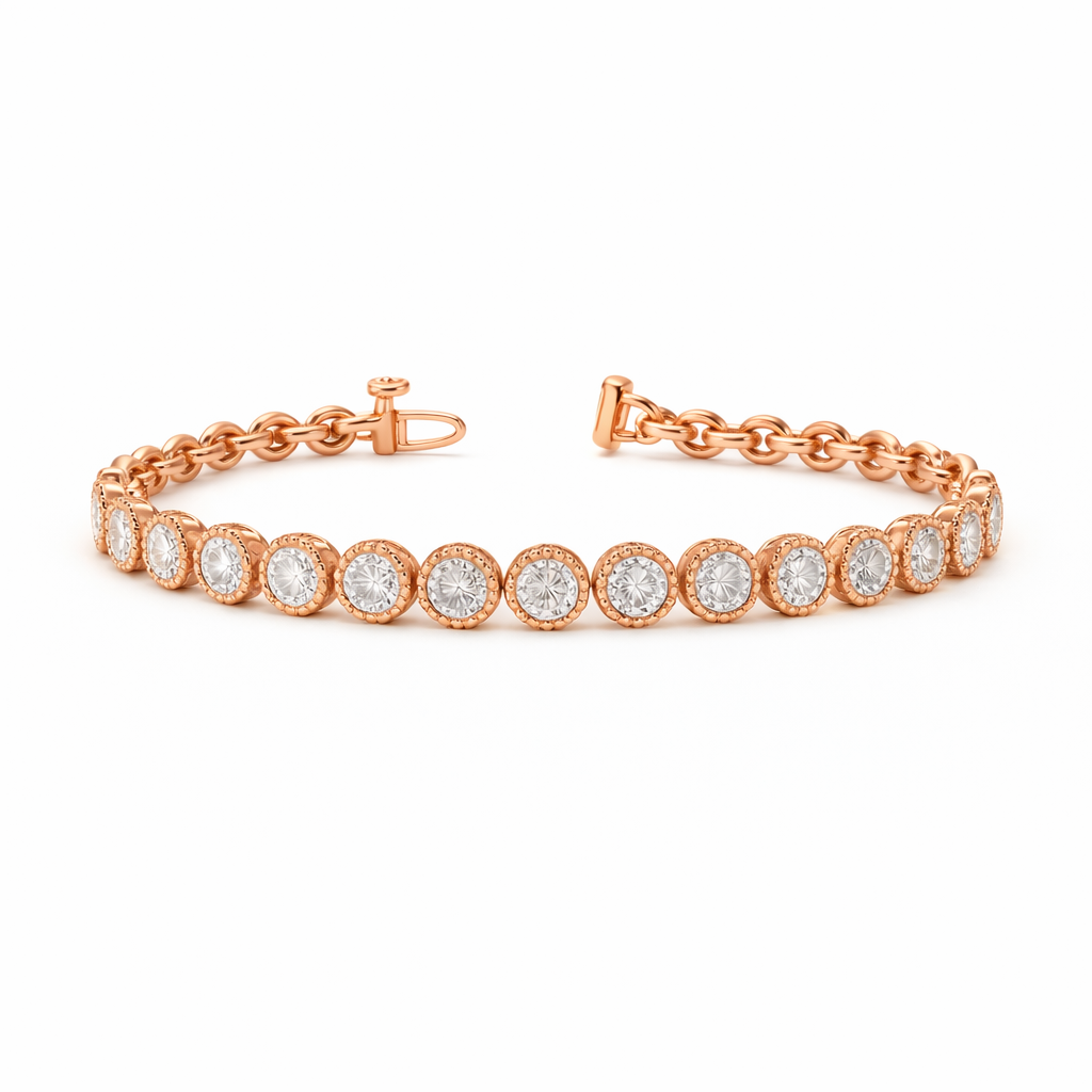 THEODORA | 19.37 Ct Round Diamond Tennis Bracelet in 14K Rose Gold