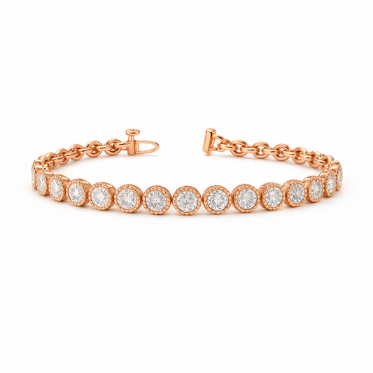 THEODORA | 19.37 Ct Round Diamond Tennis Bracelet in 14K Rose Gold