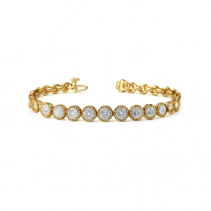 THEODORA | 19.37 Ct Round Diamond Tennis Bracelet in 14K Yellow Gold