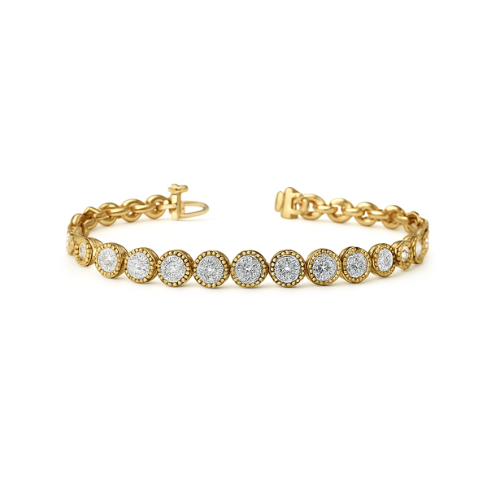 THEODORA | 19.37 Ct Round Diamond Tennis Bracelet in 14K Yellow Gold