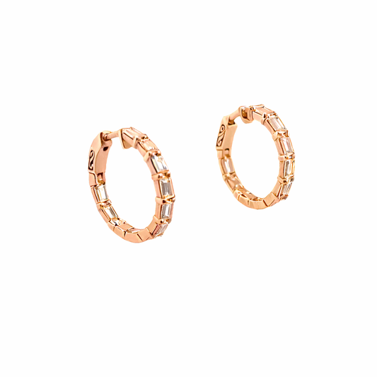 THERESE | 6.20 Ct Emerald Diamond Drop Earrings in 14K Rose Gold